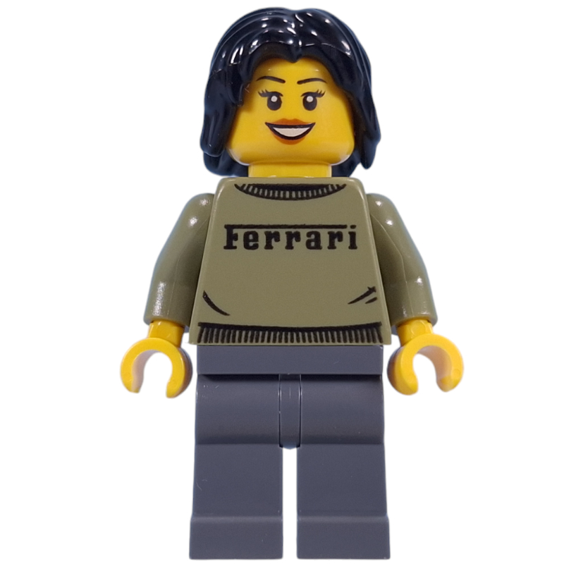 Femme, pull ferrari vert olive (Woman, Olive Green Ferrari Sweater)
