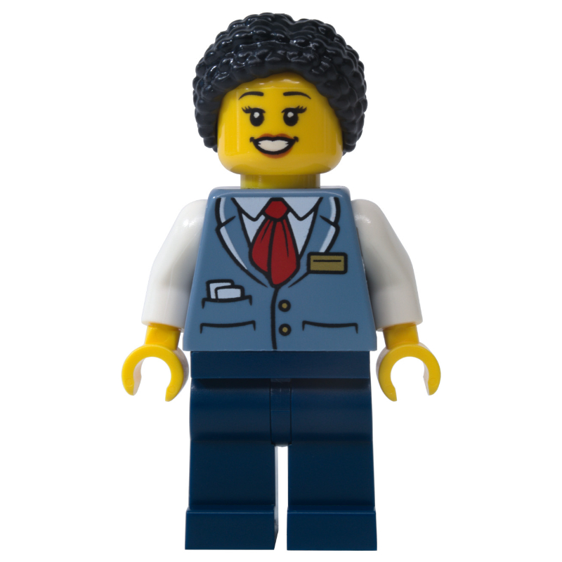 Conducteur de train, gilet bleu sable, jambes bleu foncé (Train Driver, Sand Blue Vest, Dark Blue Legs)