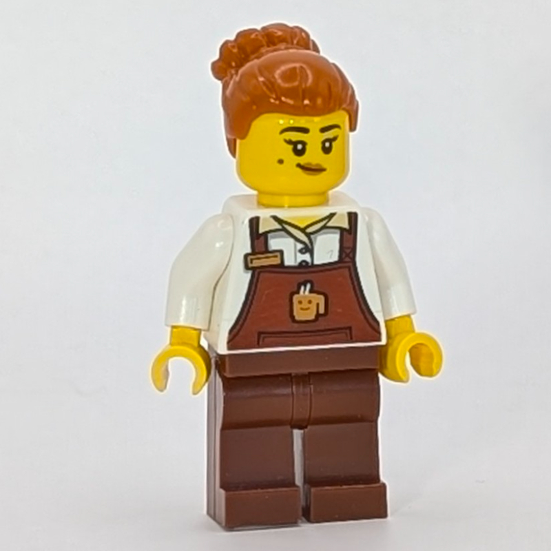 Barista, tablier brun rougeâtre, cheveux orange foncé (Barista, Reddish Brown Apron, Dark Orange Hair)