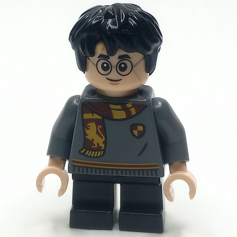 Harry Potter, jambes courtes, pull gris bleuté foncé, écharpe (Harry Potter, Short Legs, Dark Bluish Grey Sweater, Scarf)