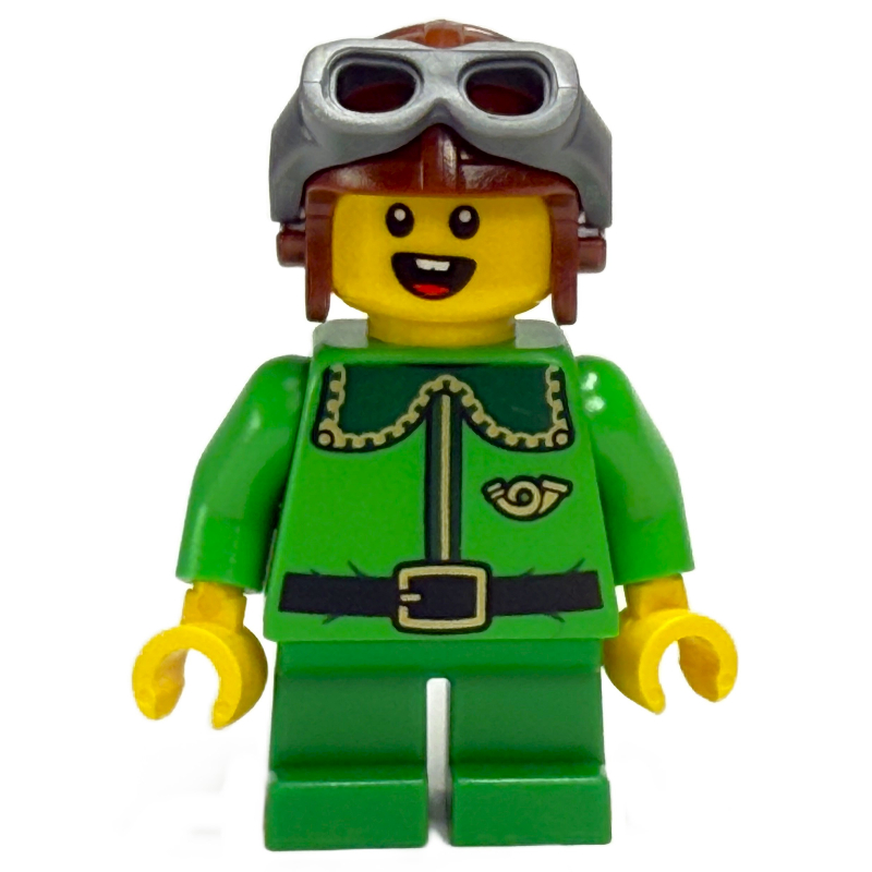 Elf / postal elf - torse vert vif, jambes vertes, chapeau d'aviateur (Elf / Postal Elf - Bright Green Torso, Green Legs, Aviator Hat)