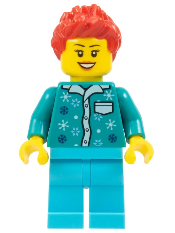 Torse turquoise foncé, jambes azur moyen, cheveux rouges (Dark Turquoise Torso, Medium Azure Legs, Red Hair)