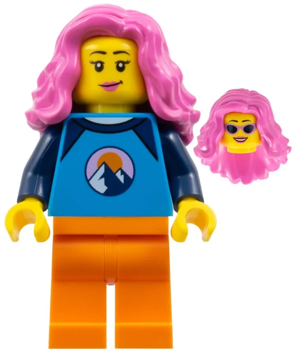 Torse azur foncé, jambes orange, cheveux rose foncé (Dark Azure Torso, Orange Legs, Dark Pink Hair)