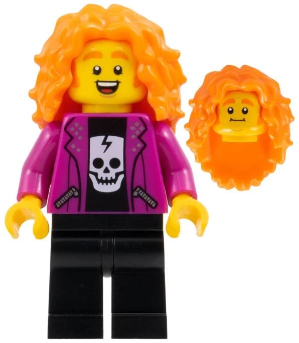 Torse magenta, jambes noires, cheveux orange (Magenta Torso, Black Legs, Orange Hair)
