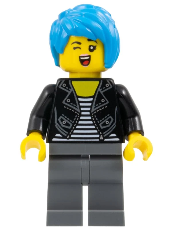 Dos torse, jambes gris bleuté foncé, cheveux azur foncé (Back Torso, Dark Bluish Grey Legs, Dark Azure Hair)