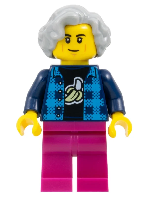 Torse bleu foncé, jambes magenta, cheveux gris bleuté clair (Dark Blue Torso, Magenta Legs, Light Bluish Grey Hair)