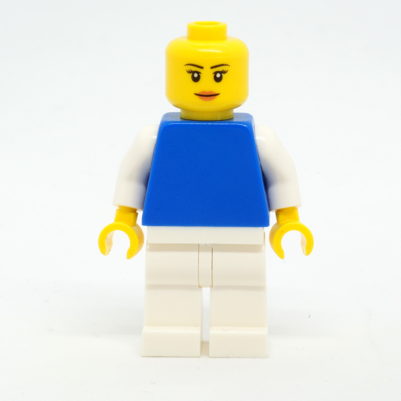 Femme, torse bleu avec bras blancs, jambes blanches, lèvres pêche (Woman, Blue Torso with White Arms, White Legs, Peach Lips)