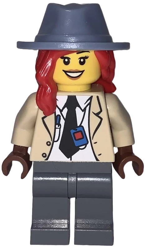 Détective, jouer torse de jour, chapeau bleu sable avec cheveux rouges (Detective, Play Day Torso, Sand Blue Hat with Red Hair)