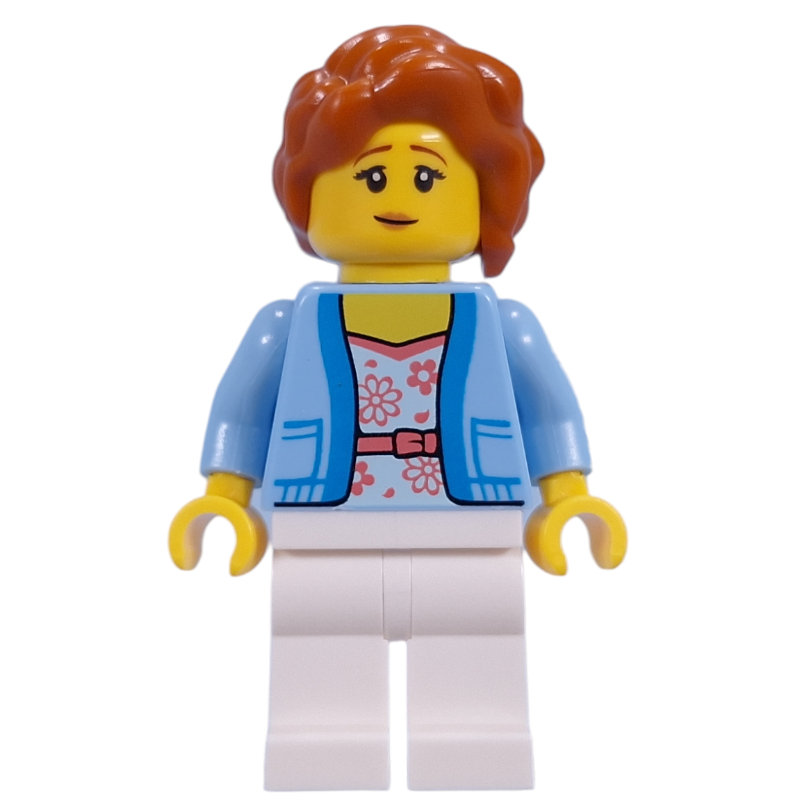Visiteur, torse bleu clair vif, jambes blanches, cheveux orange foncé (Visitor, Bright Light Blue Torso, White Legs, Dark Orange Hair)
