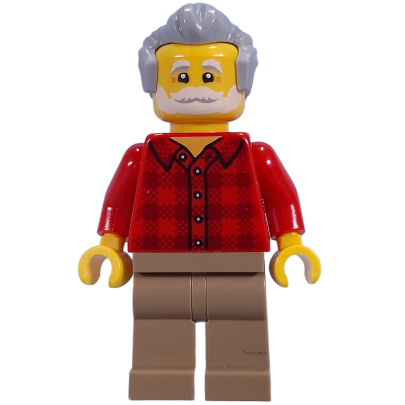 Visiteur, torse rouge, jambes beige foncé, cheveux gris bleuté clair (Visitor, Red Torso, Dark Tan Legs, Light Bluish Grey Hair)