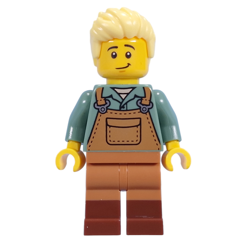 Jardinier, torse bleu sable, tablier de nougat moyen, cheveux jaune clair vif (Gardener, Sand Blue Torso, Medium Nougat Apron, Bright Light Yellow Hair)