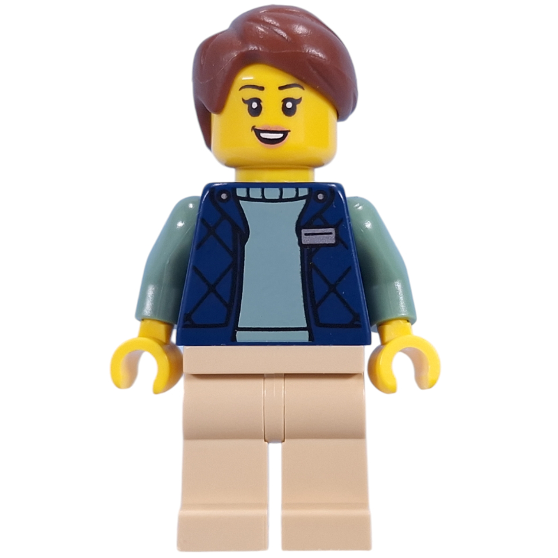 Guide, torse bleu foncé, jambes beiges, cheveux brun rougeâtre (Guide, Dark Blue Torso, Tan Legs, Reddish Brown Hair)