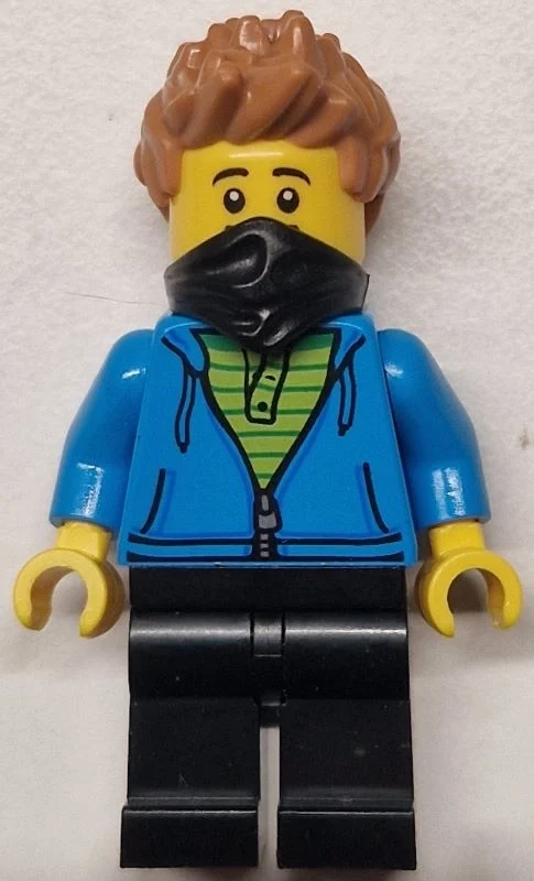 Bandit, torse azur foncé, jambes noires, cheveux nougat moyen, bandana noir (Bandit, Dark Azure Torso, Black Legs, Medium Nougat Hair, Black Bandana)