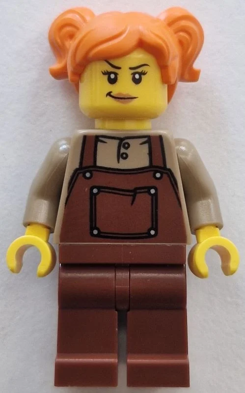 Conducteur de train, tablier brun rougeâtre, cheveux orange (Train Driver, Reddish Brown Apron, Orange Hair)