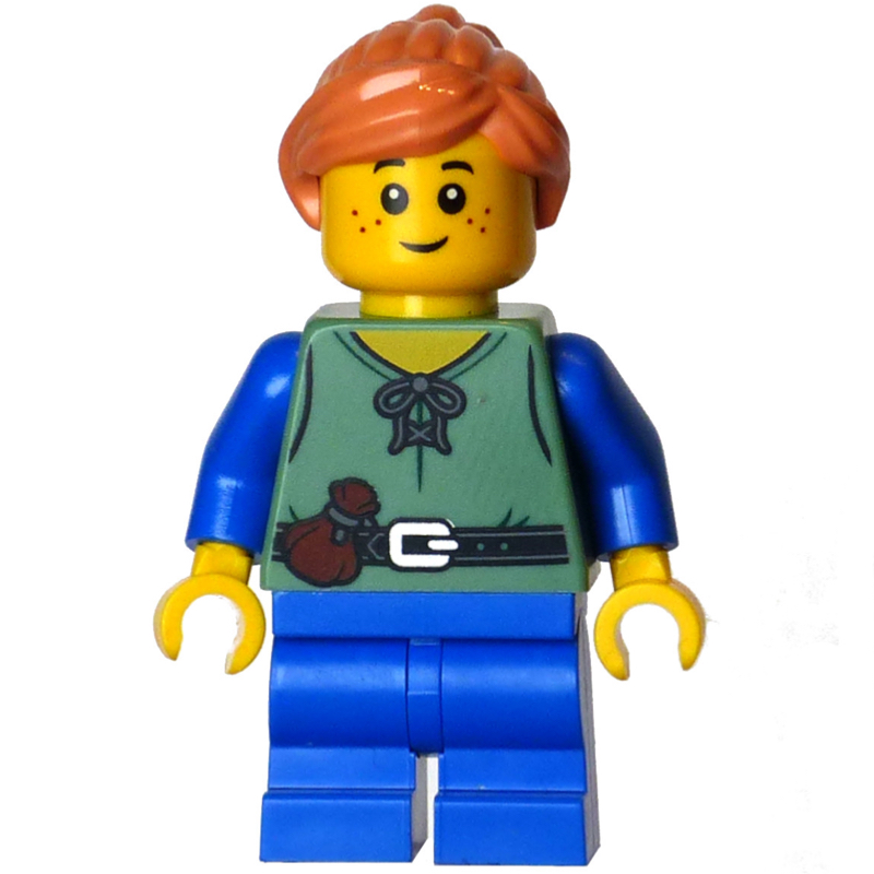 Elfe, torse vert sable, jambes bleues, cheveux nougat (Elf, Sand Green Torso, Blue Legs, Nougat Hair)