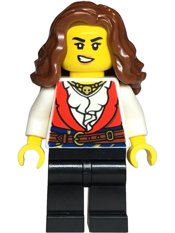 Pirate, torse blanc, jambes noires, cheveux brun rougeâtre (Pirate, White Torso, Black Legs, Reddish Brown Hair)