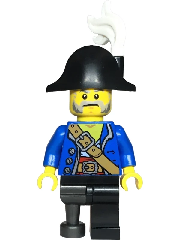 Pirate capitaine, torse bleu, jambe noire, jambe de cheville, chapeau noir (Pirate Captain, Blue Torso, Black Leg, Peg Leg, Black Hat)