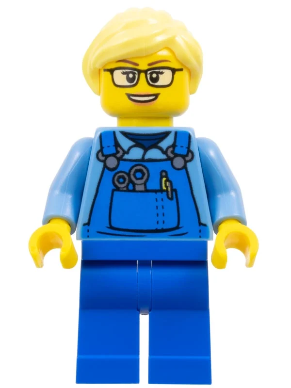 Mécanicien, ensemble bleu, tors bleu clair lumineux, cheveux jaune clair lumineux (Mechanic, Blue Overall, Bright Light Blue Tors, Bright Light Yellow Hair)
