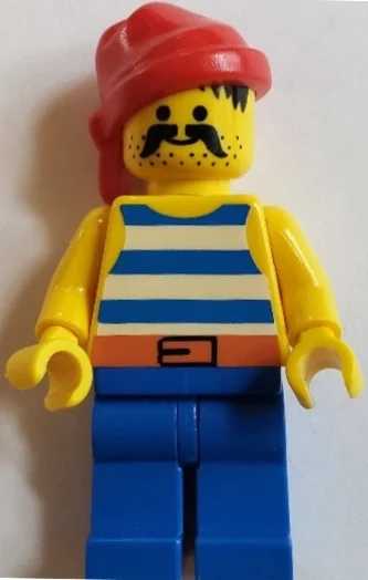 Pirate - rayures bleues, jambes bleues, bandana rouge, boucle de ceinture noire, 3626b (Pirate - Blue Stripes, Blue Legs, Red Bandana, Black Belt Buckle, 3626b)
