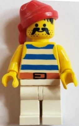 Pirate - rayures bleues, jambes blanches, bandana rouge, boucle de ceinture noire, 3626b (Pirate - Blue Stripes, White Legs, Red Bandana, Black Belt Buckle, 3626b)