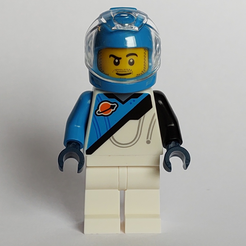 Astronaute, combinaison spatiale blanche, noire et bleu foncé (futuron), casque azur foncé (Astronaut, White, Black and Dark Blue Spacesuit (Futuron), Dark Azure Helmet)
