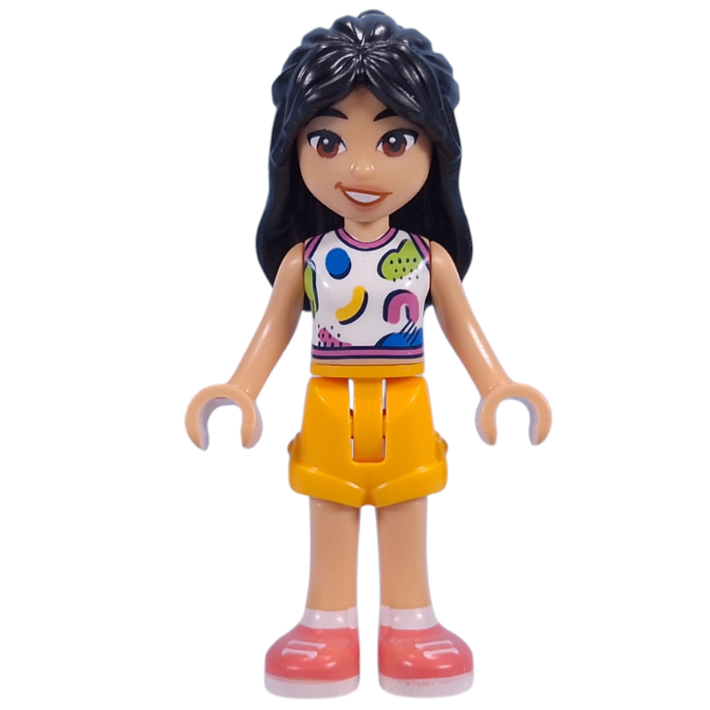 Liann - haut blanc, jupe orange clair (Liann - White Top, Bright Light Orange Skirt)
