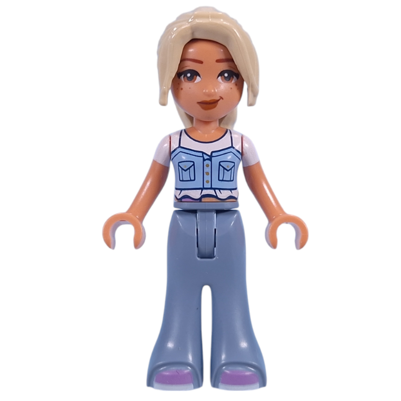 Sara - haut bleu clair, pantalon bleu sable (Sara - Bright Light Blue Top, Sand Blue Pants)