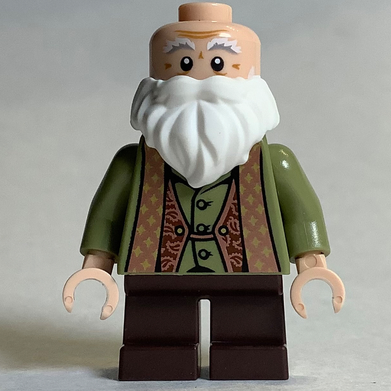 Professeur filius flitwick, barbe, gilet vert olive, jambes brun foncé (Professor Filius Flitwick, Beard, Olive Green Vest, Dark Brown Legs)