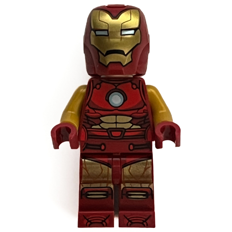 Iron Man, bras or nacré, réacteur à arc rond, casque et visière (Iron Man, Pearl Gold Arms, Round Arc Reactor, Helmet and Visor)