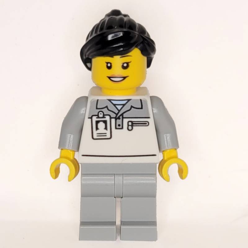 Travailleur de garage, tenue blanche et gris bleuté clair, cheveux noirs (Garage Worker, White/Light Bluish Grey Suit, Black Hair)