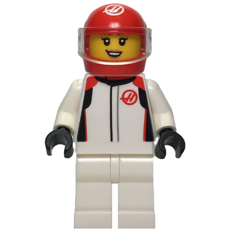 Pilote de f1, haas, costume blanc, casque rouge (F1 Driver, Haas, White Suit, Red Helmet)