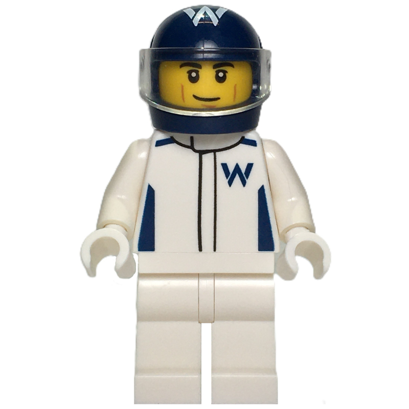 Pilote de F1, williams, tenue blanche, casque bleu foncé (F1 Driver, Williams, White Suit, Dark Blue Helmet)