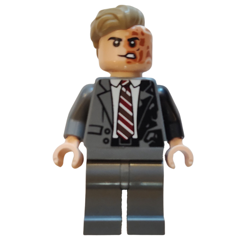 Double-Face, chevalier noir, tenue gris bleuté foncé (Two-Face, Dark Knight, Dark Bluish Grey Suit)