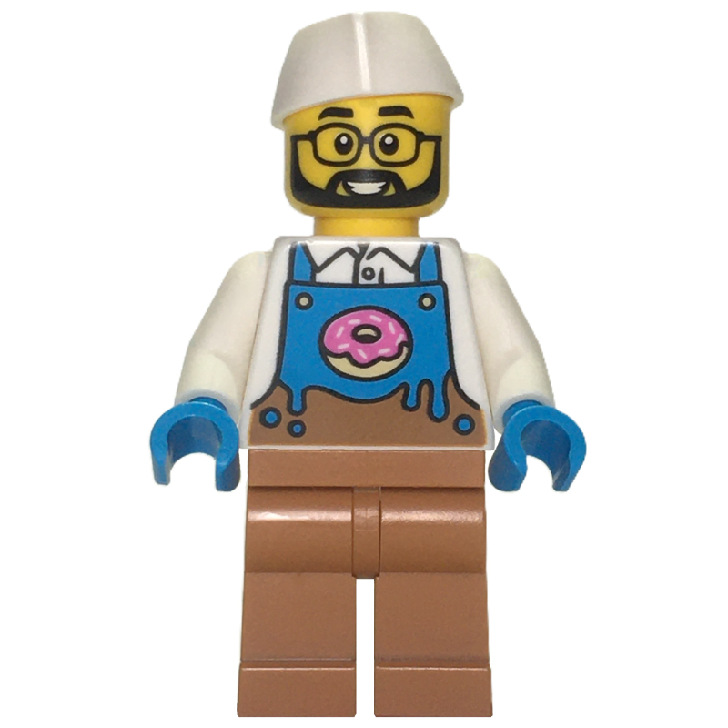 Vendeur de beignets, torse blanc, jambes nougat moyen, chapeau blanc (Donut Vendor, White Torso, Medium Nougat Legs, White Hat)
