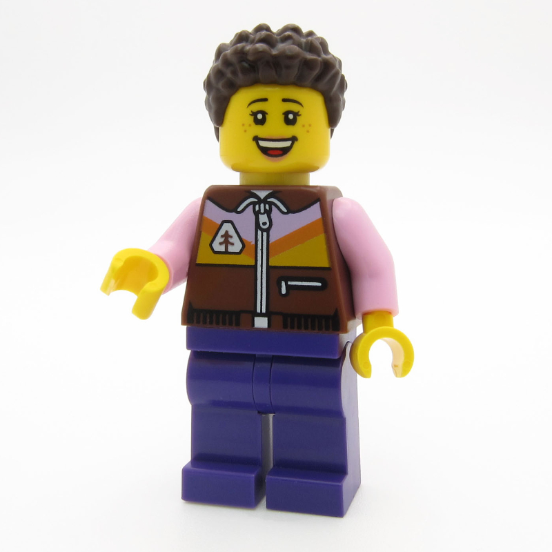 Camping-car, torse brun foncé/rose vif, jambes violet foncé (Camper, Dark Brown/Bright Pink Torso, Dark Purple Legs)