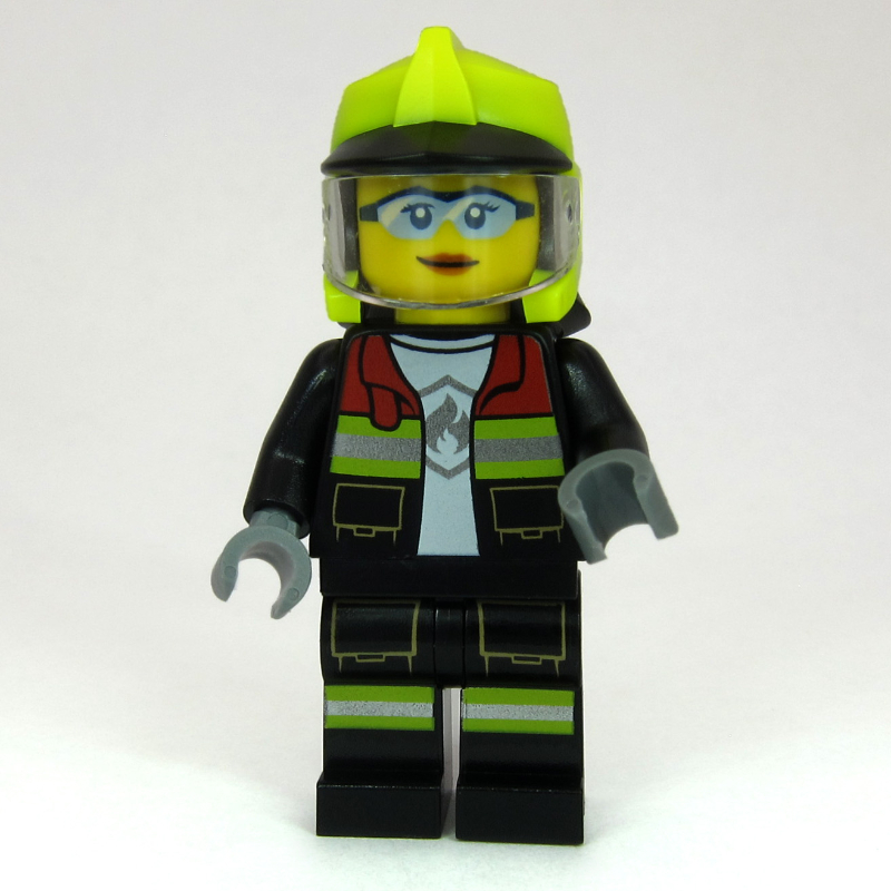 Pompier, costume de feu noir, vibrant casque standard jaune, visière, lunettes (Firefighter, Black Fire Suit, Vibrant Yellow Standard Helmet, Visor, Goggles)
