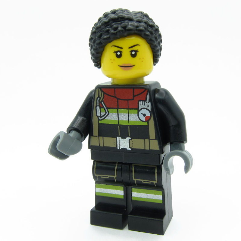 Pompier, tenue de pompier noire, cheveux noirs (Firefighter, Black Fire Suit, Black Hair)