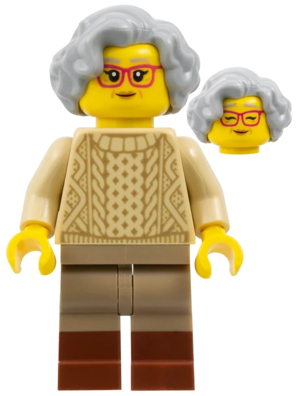 Pull beige, jambes beige foncé, bottes brun rougeâtre, cheveux gris bleuté clair (Tan Sweater, Dark Tan Legs, Reddish Brown Boots, Light Bluish Grey Hair)