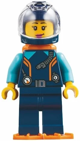 Plongeur, tenue bleu foncé, réservoir d'air orange, casque bleu foncé (Diver, Dark Blue Suit, Orange Air Tank, Dark Blue Helmet)