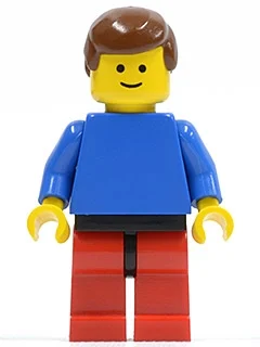 Torse bleu, jambes rouges, cheveux bruns (Blue Torso, Red Legs, Brown Hair)