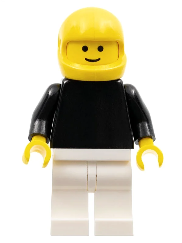 Torse noir, jambes blanches, casque jaune (Black Torso, White Legs, Yellow Helmet)