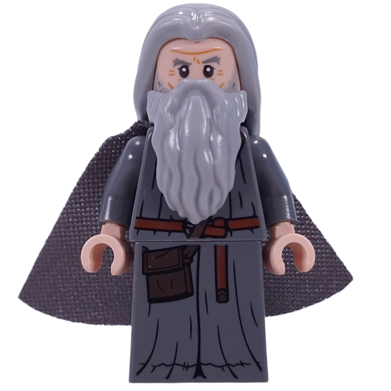 Gandalf le gris, cheveux gris bleuté clair, cape (Gandalf the Grey, Light Bluish Grey Hair, Cape)