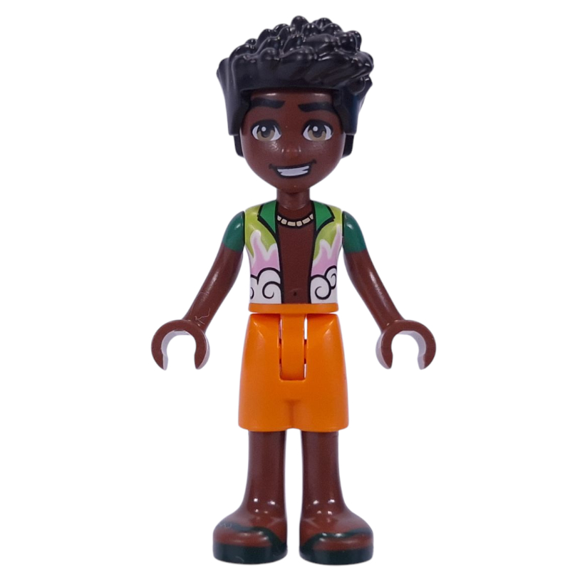 Zac - chemise blanche/verte, court orange (Zac - White/Green Shirt, Orange Shorts)