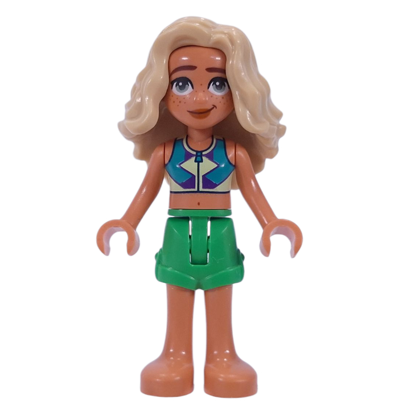 Sage - haut bleu azur foncé, short vert vif (Sage - Dark Azure Top, Bright Green Shorts)