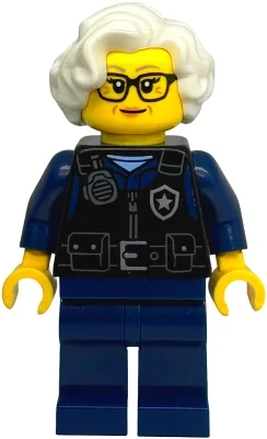 Policier lina brickle, gilet de sécurité noir, cheveux blancs (Police Officer Lina Brickle, Black Safety Vest, White Hair)