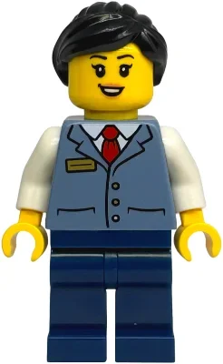 Conducteur de train, gilet bleu sable, jambes bleu foncé (Train Conductor, Sand Blue Vest, Dark Blue Legs)