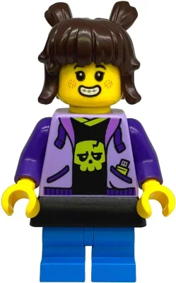 Drea brickle, veste lavande, jambes moyennes azur foncé, jupe noire (Drea Brickle, Lavender Jacket, Dark Azure Medium Legs, Black Skirt)