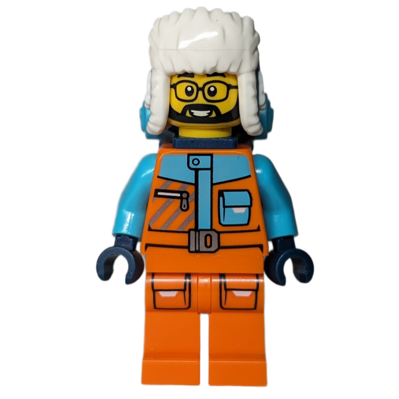 Explorateur arctique, stevegoesnorth, costume orange, chapeau bleu foncé et sac à dos (Arctic Explorer, STEVEGOESNORTH, Orange Suit, Dark Blue Hat and Backpack)