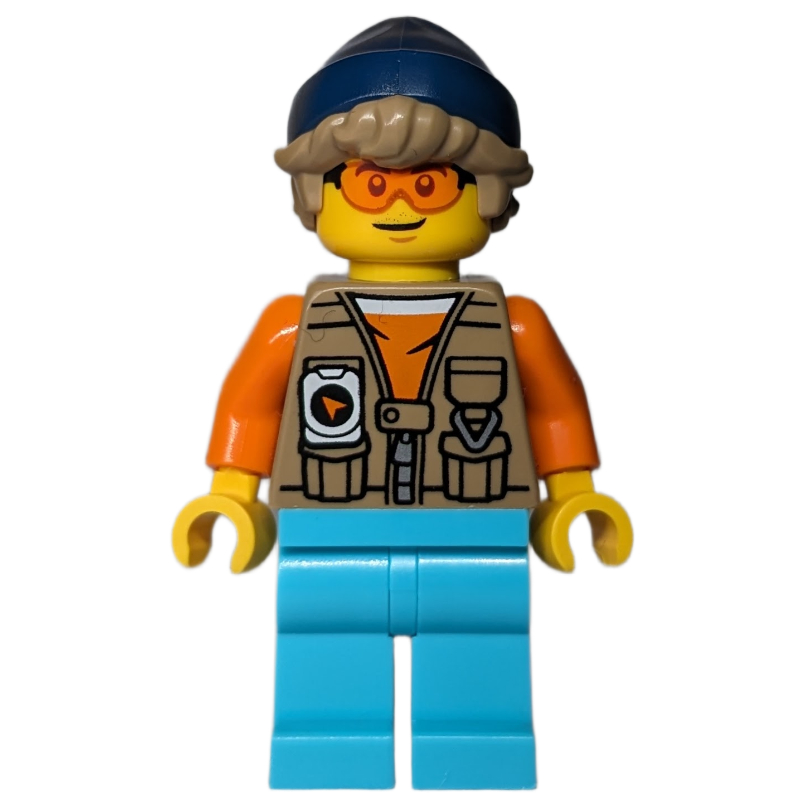 Conducteur de train, gilet beige foncé, jambes azur moyen, chapeau bleu foncé (Train Driver, Dark Tan Vest, Medium Azure Legs, Dark Blue Hat)