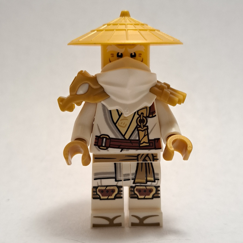 Maître wu, armure blanche d'épaule et masque, chapeau en or nacré (Master Wu, White Shoulder Armor and Mask, Pearl Gold Hat)